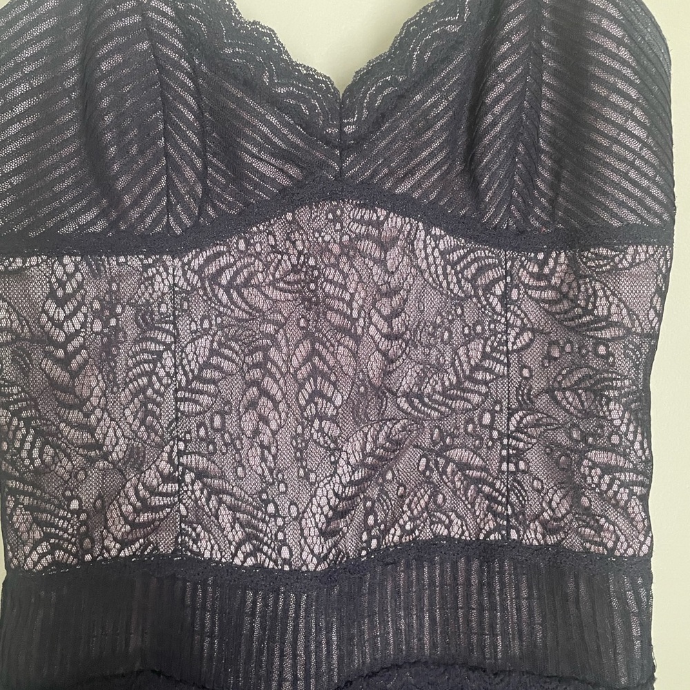 BCBGMaxAzria Black Lace and Feather Mini Dress - Picture 2 of 8